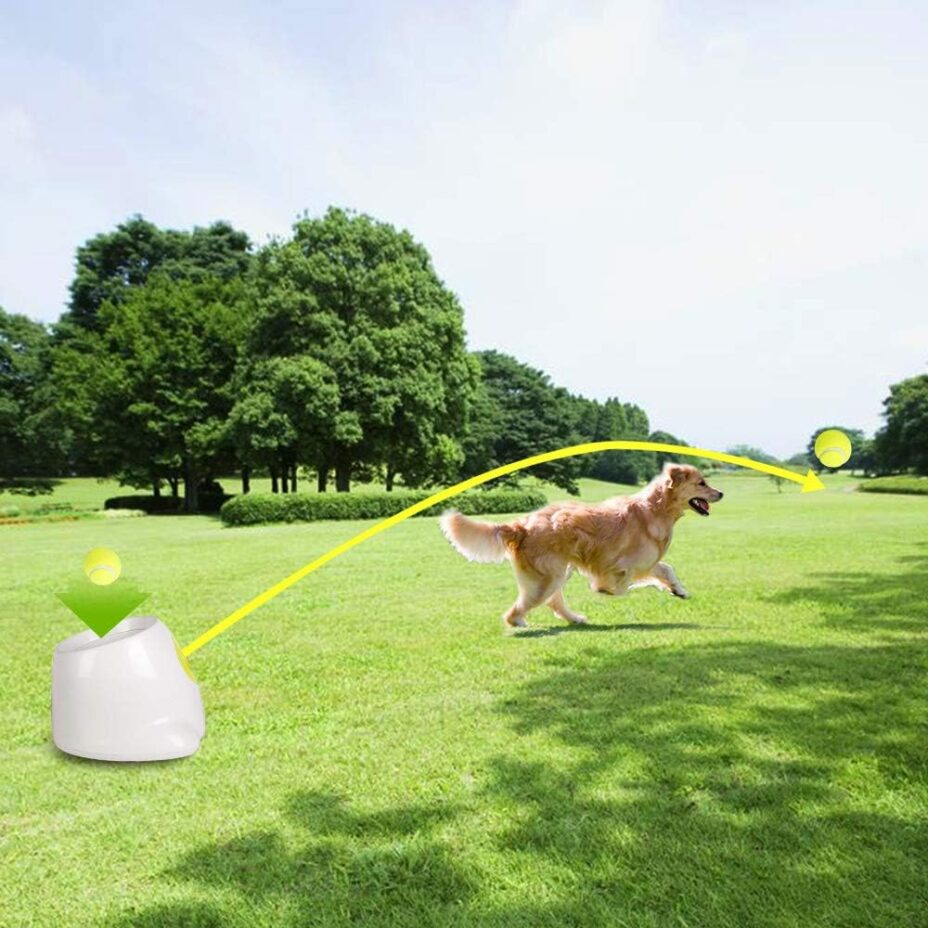 ALL FOR PAWS Interactive Dog Automatic Ball Launcher Fetching Toys for Large Dogs, 3 Tennis Balls Included