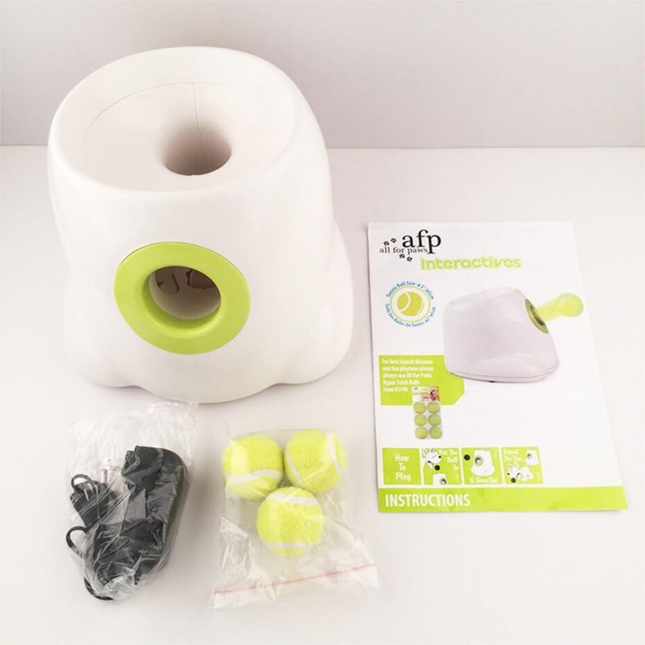 ALL FOR PAWS Interactive Dog Automatic Ball Launcher Fetching Toys for Large Dogs, 3 Tennis Balls Included