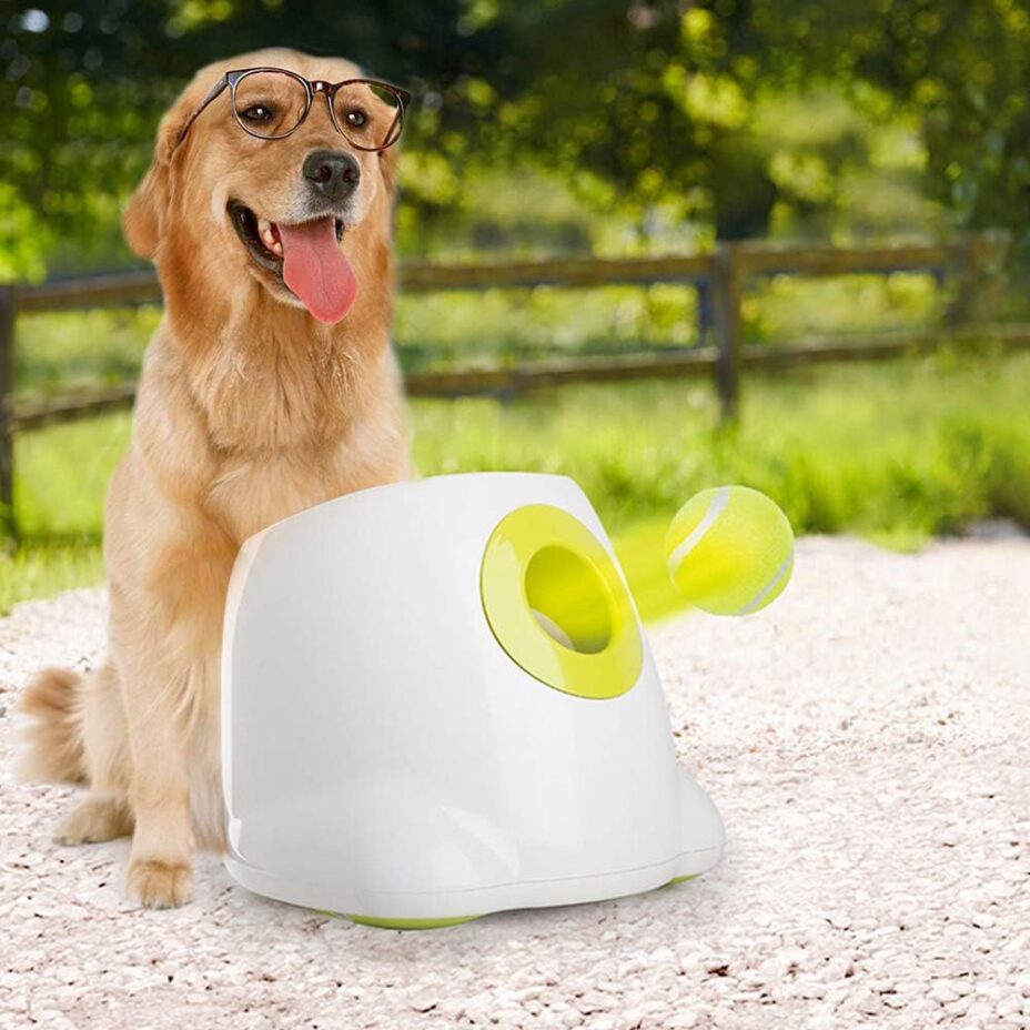 ALL FOR PAWS Interactive Dog Automatic Ball Launcher Fetching Toys for Large Dogs, 3 Tennis Balls Included