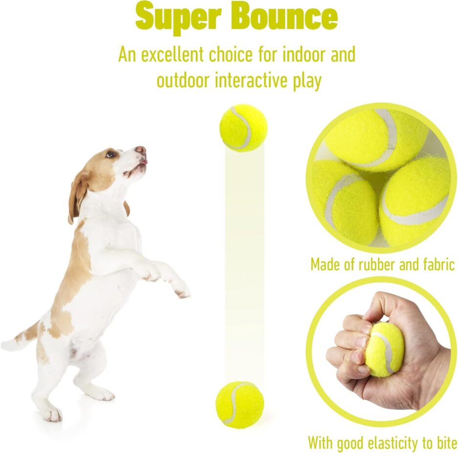 Automatic Dog Ball Thrower Launcher for Small and Medium Dogs, Interative Dog Fetch Machine with 3 Tennis Balls (2) for Indoor/Outdoor Throwing Game Launch Distance 10-30ft