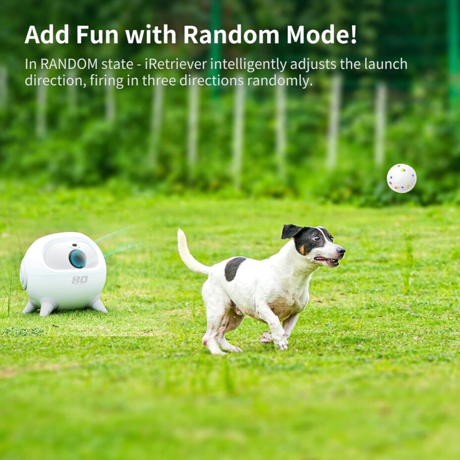 uahpet iRetriever Dog Ball Launcher with 4Pcs Balls, Automatic Obstacle Avoidance Dog Ball Launcher Suitable for Medium Large Dogs