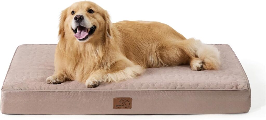 Bedsure Orthopedic Dog Bed for Extra Large Dogs - XL Memory Foam , 2-Layer Thick Pet Bed with Removable Washable Cover and Waterproof Lining (44x32x4 Inches), Grey